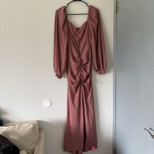 Pink shimmering ruched dress